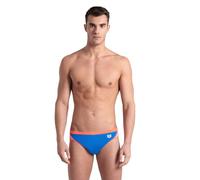 ARENA Men's Icons Solid Swim Briefs Professional Training Swimsuit Sports Trunk, Blue River/Bright Coral, 40