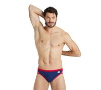 ARENA Men's Icons Solid Swim Briefs Professional Training Swimsuit Sports Trunk, Navy/Red Multi, 36A