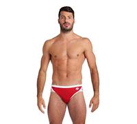 Arena Men's Icons Solid Swim Briefs Professional Training Swimsuit Sports Trunk, Red/White Logo, 32A