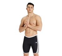 ARENA Men's Performance Icons Solid Swim Jammer Trunks, Black/White Logo, 40