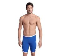 ARENA Men's Icons Solid Swim Jammer MaxLife Athletic Swimwear Professional Training Swimsuit Knee Length Sports Bathing Suit Royal/White