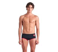 ARENA Men's One Big Logo Low-Waist Swim Short Pool Practice Athletic Swimsuit Briefs, Black/Fluo Red, 34