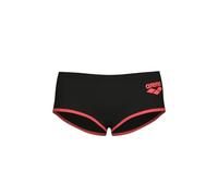 ARENA Men's One Big Logo Low-Waist Swim Short Pool Practice Athletic Swimsuit Briefs, Black/Fluo Red, 34