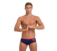 ARENA Men's One Big Logo Swim Briefs, Navy/Fluo Red, 30