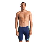 ARENA Men's Standard Performance Energy Swim Jammer Knee-Length Training Swimsuit, Navy/Green Navy