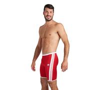 Arena Men's Performance Icons Solid Swim Jammer Trunks, Red/White Logo, 28