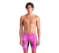 Arena Men's Performance Tie-dye Swim Jammer Knee-Length Swimsuit Training Bathing Suit Trunks, Shocking Pink Multi/Black, 24