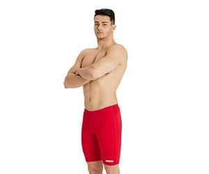 Arena Men's Solid Team Core Poly Swim Jammer Racing Swimsuit Trunks, Red/White, 34