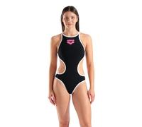 ARENA One Big Logo One Piece Women's Swimsuit, Quick Drying Swim Suit, Sporty Swimwear in MaxLife Eco Fabric with Maximum Chlorine Resistance and UPF 50+ UV Protection Black-White
