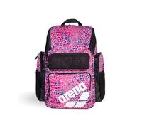 Arena One Go Backpack Swimmers Athletes Sports Gym Rucksack Multisport Daypack Large Size Training Gear Equipment Swim Bag for Men and Women, 45 Liters, Snakeskin Print Pink