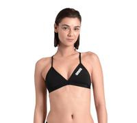 arena Performance Team Solid Bikini Top for Women, Sporty for Pool, Quick Dry Swimwear, Maxfit Eco Chlorine Resistant Fabric, UV Protection and Lined Front Fabric Black-White