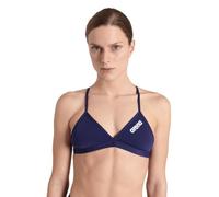 ARENA Performance Team Solid Bikini Top for Women, Sporty for Pool, Quick Dry Swimwear, Maxfit Eco Chlorine Resistant Fabric, UV Protection and Lined Front Fabric Navy-White