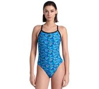Arena Womens Pool Tiles Challenge Back Swimsuit Black/Blue 30