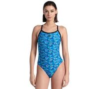 Arena Womens Pool Tiles Challenge Back Swimsuit Black/Blue 30