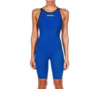ARENA Powerskin Carbon Air² Women's Open Back Racing Swimsuit, Electric Blue/Dark Grey/Fluo Yellow, 32