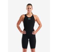Arena Powerskin Veloce Closed Back Kneeskin Swimsuit Black Blue Women - 34