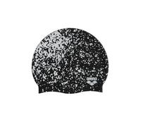 Arena Print 2 Unisex Silicone Printed Swim Cap for Women & Men - Intensive Training Cap - Comfortable Non-slip Long Hair (Black-White)