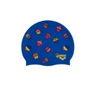 Arena Print 2 Unisex Silicone Printed Swim Cap for Women Men - Intensive Training, Comfortable Non-slip Long Hair (Cupcake/Blue)