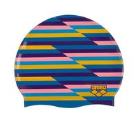 Arena Print 2 Unisex Silicone Swim Cap for Adults, Women and Men Intensive Training Swimming Gear Accessories Comfortable Non-Slip Long Hair Swimming Hat, Racing Stripes