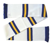 Arena Scarves Leeds style White, Royal Blue, and Gold Retro Bar Scarf