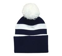 Arena Scarves Preston North End Supporters Navy Blue and White Traditional Style Pompom Hat