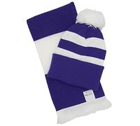 Arena Scarves Purple and White Retro Striped Hat and Scarf Set