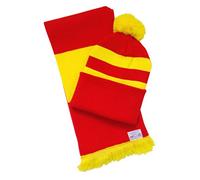 Arena Scarves Red and Yellow Retro Striped Hat and Scarf Set