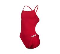 ARENA Solid Challenge Team Junior Girl's One-piece Swimsuit, Fast-Drying Sports Swimwear, MaxLife Fabric with Maximum Chlorine Resistance and UPF 50+ UV Protection Red-White