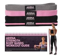 Arena Strength Long Fabric Resistance Bands Set with Workout Guide - Long Loop Resistance Band Set | Cloth Exercise Bands for Women | Pull Up Bands | Fabric Stretch Bands | Home Workout Bands Kit