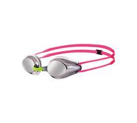 Arena Tracks Jr Children's Unisex Competition Swimming Goggles Mirror (mirrored, UV protection, anti-fog coating), silver white fuchsia (18), one size