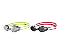 Arena Tracks Junior Children's Unisex Competition Swimming Goggles Mirrored, UV protection, Anti-Fog Coating, Silver/Black/Fluo Yellow (53), One Size