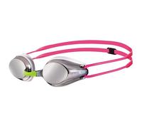 Arena Tracks Jr Children's Unisex Competition Swimming Goggles Mirror (mirrored, UV protection, anti-fog coating), silver white fuchsia (18), one size