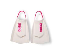 Arena Unisex Adult Powerfin Pro II Swim Training Fins Men and Women Silicone Short Blade Flippers Left/Right Customized, White/Shocking Pink, Size 4.5-5.5