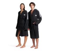 ARENA Unisex Adult Team Stripe Bathrobe with Tie Belt and Pockets, Soft Warm Robe, Black/White, Small