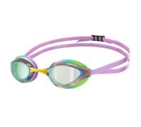 ARENA Unisex Adults Python Racing Swim Goggles for Men and Women Anti-Fog Mirror Lens Max Comfort Dual Strap Green/Violet/Green