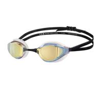 Arena Unisex Adults Python Racing Swim Goggles for Men and Women Anti-Fog Mirror Lens Max Comfort Dual Strap, Gold/White/Black