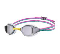 Arena Unisex Adults Python Racing Swim Goggles for Men and Women Anti-Fog Mirror Lens Max Comfort Dual Strap, Silver/White/Fuchsia