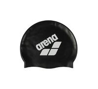 Arena Unisex Big Logo Silicone Swim Cap for Women and Men Fitness Swimmers Intensive Training Durable Soft Elastic Bathing Cap, Black/White