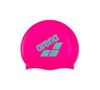 Arena Unisex Big Logo Silicone Swim Cap for Women and Men Fitness Swimmers Intensive Training Durable Soft Elastic Bathing Cap, Shocking Pink/White