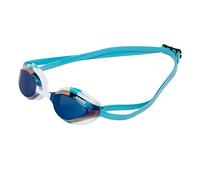 ARENA Python Racing Swim Goggles for Men and Women, UV Protection, Anti-Fog, Dual Strap, Mirror Lens, Blue Mirror/White Sky