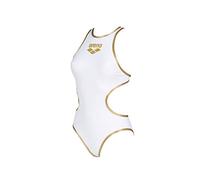 Arena Womens Biglogo One Piece Swimsuit, White-gold_r, 34 EU