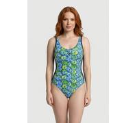 Arena Women's Bodylift Chiara Swimsuit Wing B Navy-soft Green Mult size 38 | Bodies Outlet | Women | Blue 38