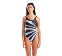 Arena Women's Feel Glow U Back Bra Swimsuit Pool Beach Stretchy Ladies Bathing Suit One Piece, Black/Gray Multi, 40
