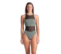 ARENA Women's Feel Mesh Panels Vent Back Swimsuit One Piece, Sage Green, 36