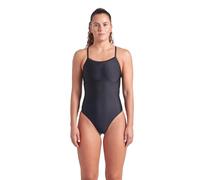 ARENA Women's Feel Solid Light Drop Back Swimsuit Ladies Athletic Swimwear One Piece, Black/Black, 34