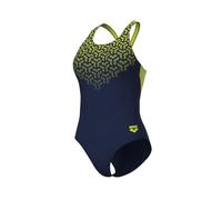 Arena Womens Kikko V Swimsuit Back Graphic One Piece, Navy-Soft Green, 32 EU