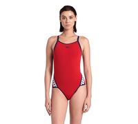 ARENA Women's Performance Icons Solid Super Fly Back Swimsuit One Piece, Red/Navy, 32