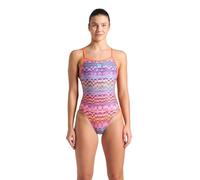 Arena Women's Performance Ondulation Lace Back Training Swimsuit Ladies Bathing Suit One Piece, Multi Violet/Bright Coral, 36