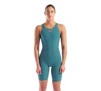 Arena Women's Powerskin Impulso Kneeskin Swim Racing Suit Open Back Short Leg One Piece Swimsuit, Biscay Bay/Cherry, 32