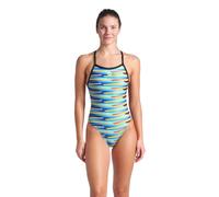 Arena Womens Racing Stripe X Criss Cross Back Swimsuit Multi